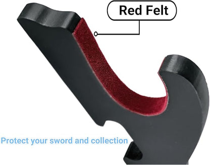 Eforlife 2/Set Sword Hook Wall Mount Samurai Sword Hanger Display Holder Adjustable for Katana