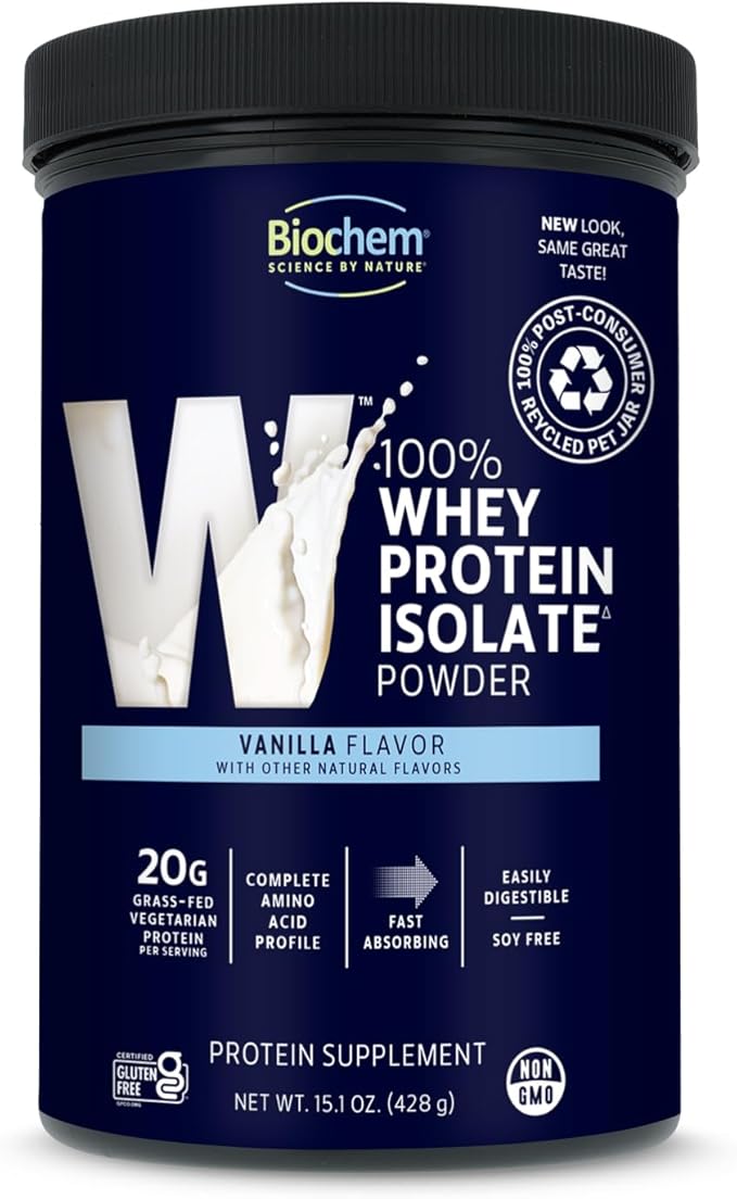 Biochem 100% Whey Isolate Protein - Vanilla Flavor - 15.1 Ounce - Supports Immune Health - Easily