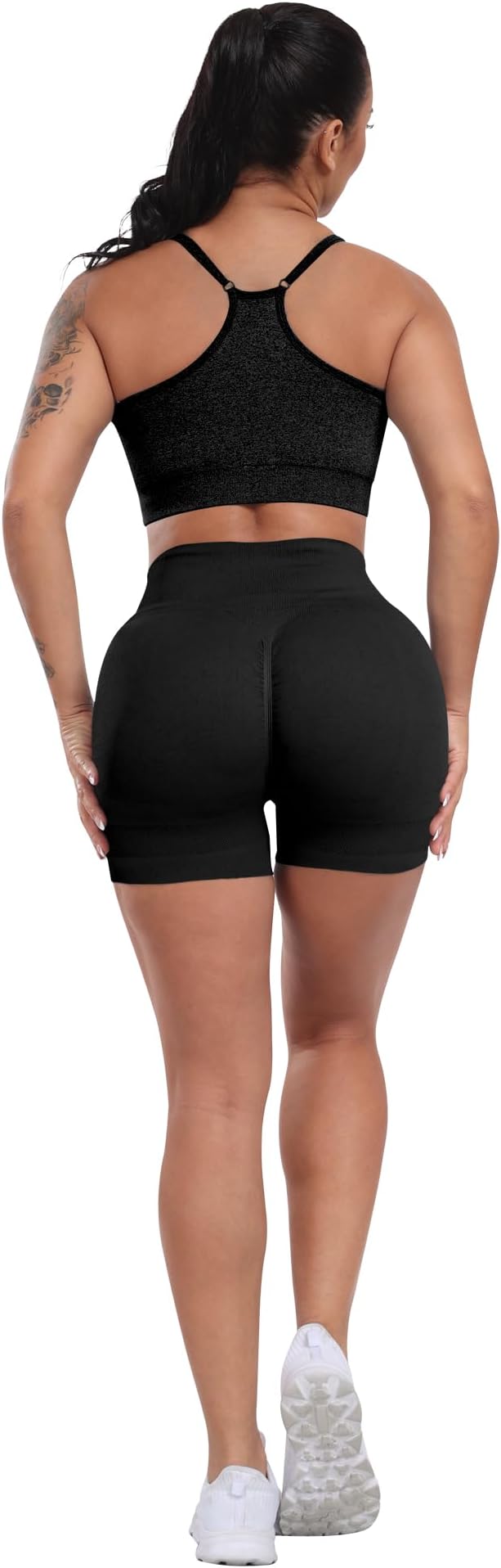 CHRLEISURE Women's 4 Packs Workout Gym Shorts, High Waisted Butt Lifting Scrunch Butt Seamless