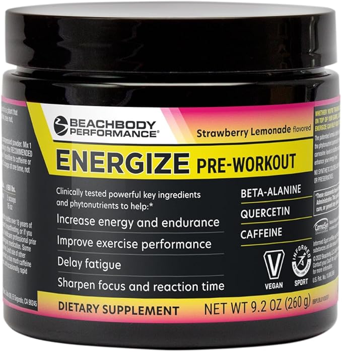 BODi Energize Pre Workout Powder - Beta-Alanine, Quercetin & Low-Dose Caffeine Formula for Enhanced