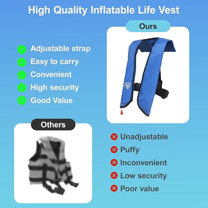 Automatic/Manual Inflatable Life Jacket| Inflatable PFD Kayak Vest Adult| Life Vest for Adults|