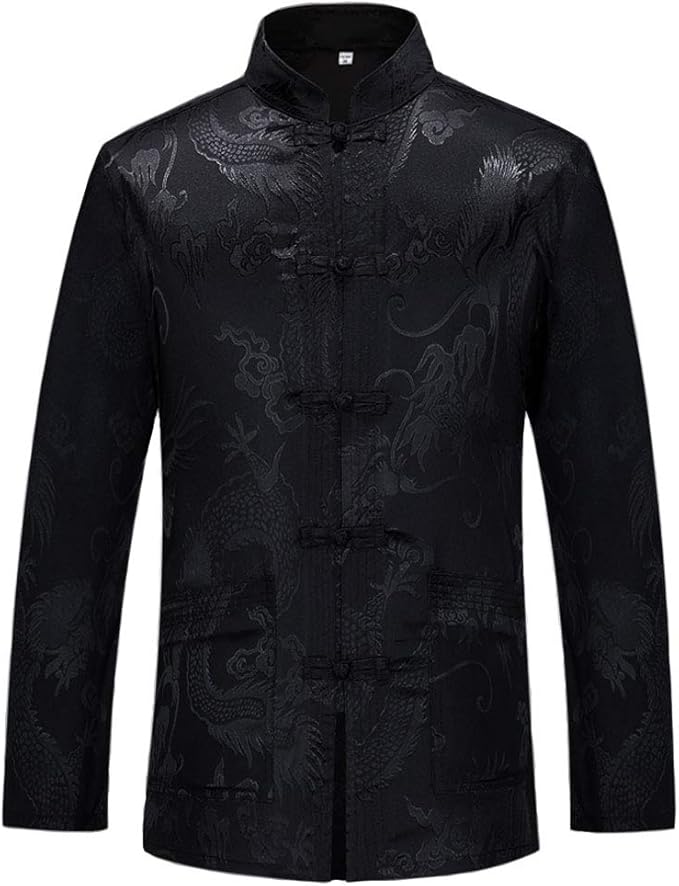 wecotton Tang Suit Men Hanfu Chinese Traditional Clothes Kung Fu Shirt Uniform Long Sleeved Coat