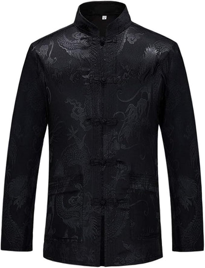 wecotton Tang Suit Men Hanfu Chinese Traditional Clothes Kung Fu Shirt Uniform Long Sleeved Coat