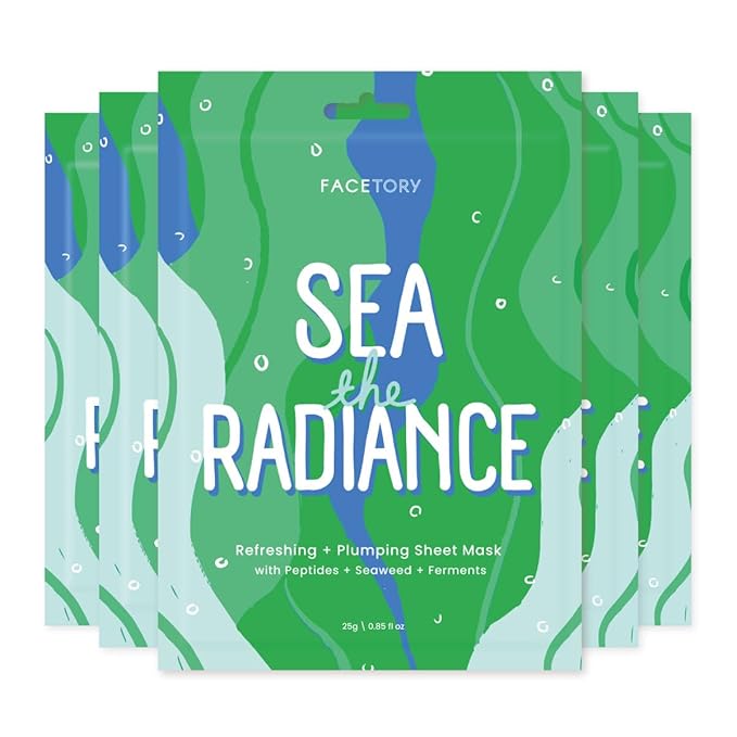 FACETORY K Beauty Face Mask Skin Care - SEA THE RADIANCE PLUMPING Sheet Mask with Peptides &