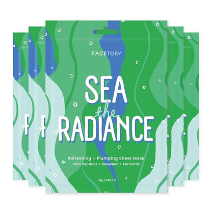 FACETORY K Beauty Face Mask Skin Care - SEA THE RADIANCE PLUMPING Sheet Mask with Peptides &