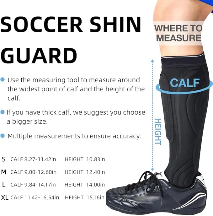 Soccer Shin Guards, Soccer Protective Gear with Calf and Ankle Pads, Shin Guard Pads for Youth and