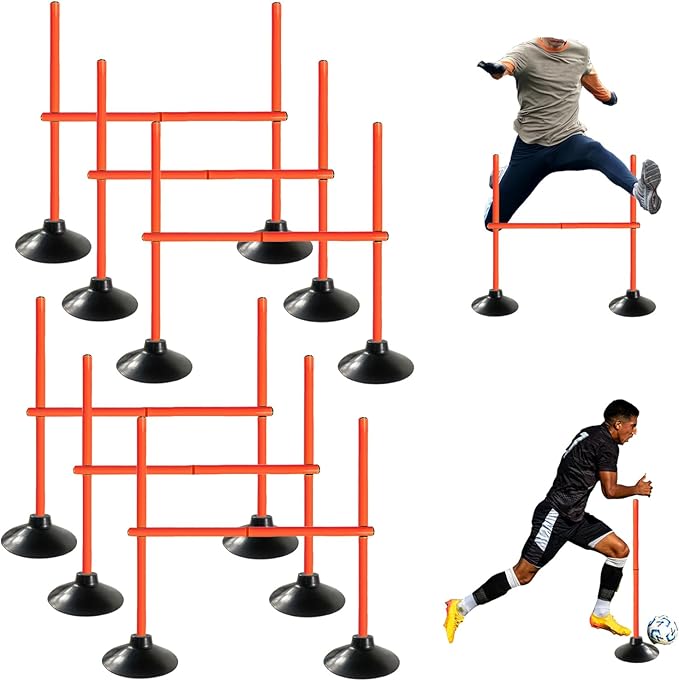 TNZMART 3.3 FT Agility Poles Adjustable Hurdles for Soccer Football Speed Training Equipment Track