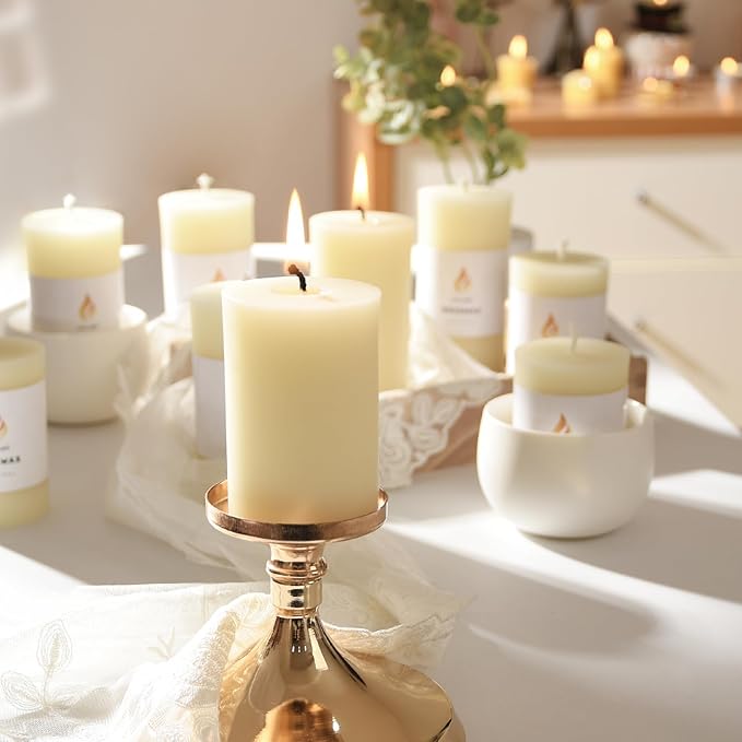 6PCS Beeswax Pillar Candles,Large Handmade Pure Beeswax Candle,Long Lasting Burn Time，Unscented