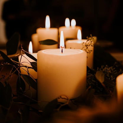 4 Packs Unscented 2x3 Inch White Pillar Candles, Small Dripless Cylinder Wax Candles for Home