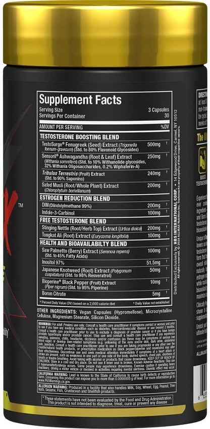 ALLMAX Nutrition TESTOFX Xtreme Testosterone Booster for Men, Tribulus Terrestris, Ashwagandha