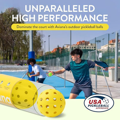 Aviana Outdoor Pickleball Balls - USAPA Approved for Tournament Play | Durable 40-Hole Design |