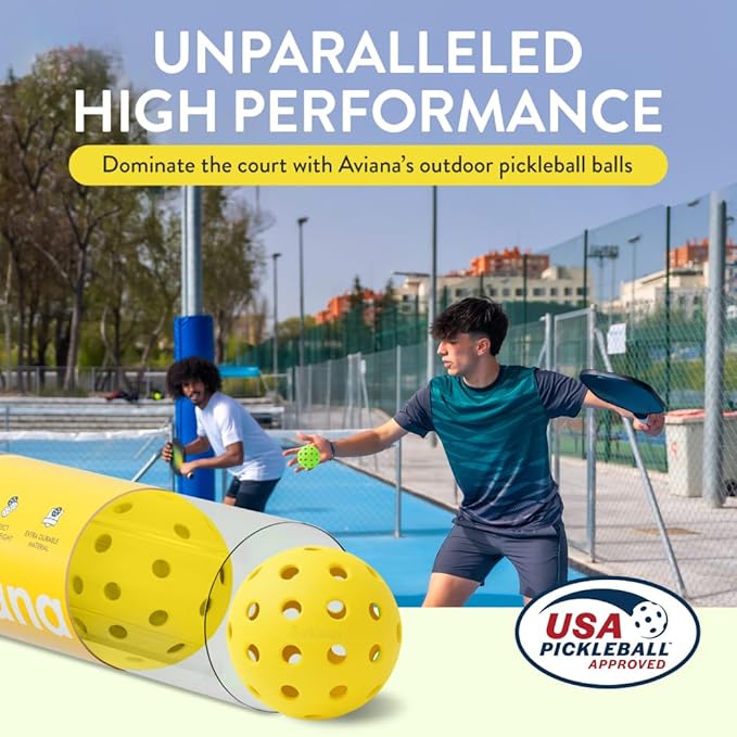 Aviana Outdoor Pickleball Balls - USAPA Approved for Tournament Play | Durable 40-Hole Design |