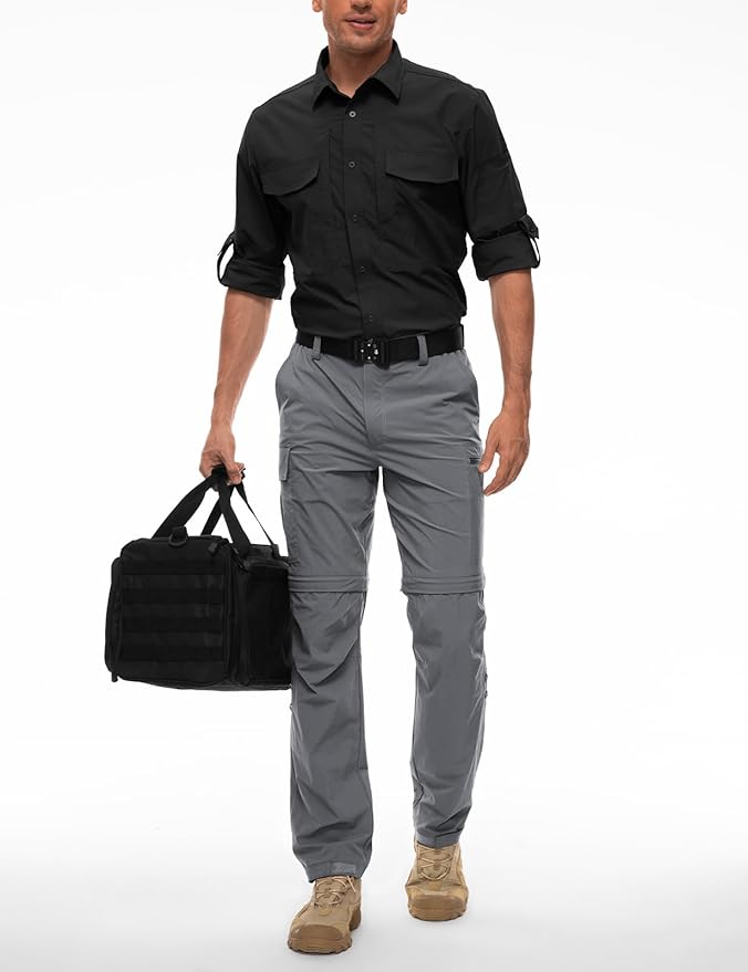 Wespornow Men's-Convertible-Hiking-Pants Quick Dry Lightweight Zip Off Breathable Cargo Pants for