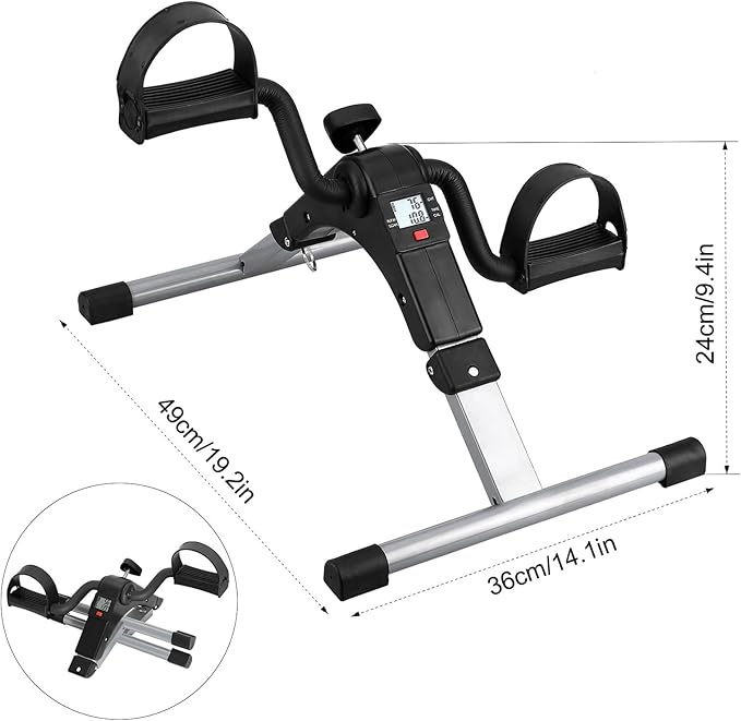 Folding Pedal Exerciser, Mini Under Desk Bike - Portable Foot Hand Cycle Peddler Machine Bicycle