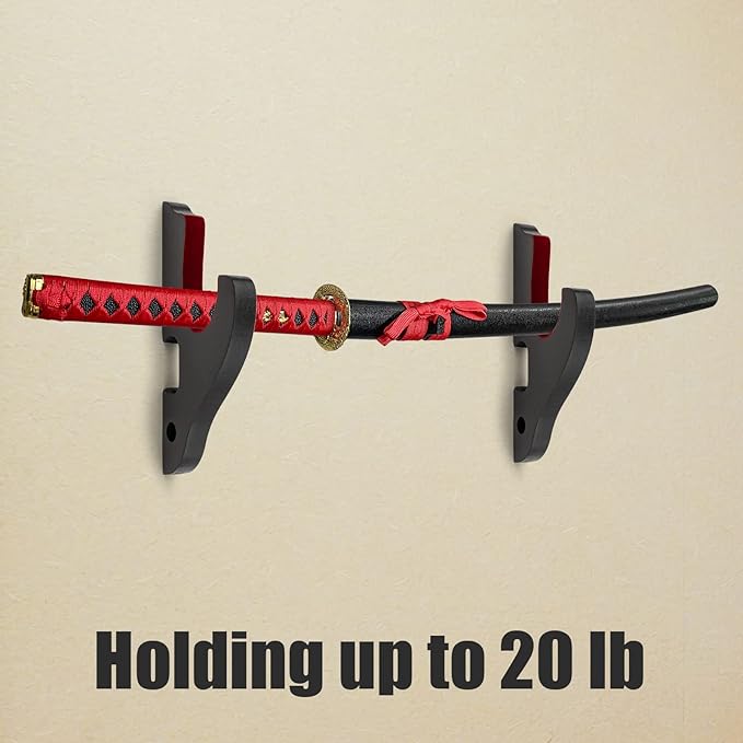 Sword Holder Wall Mount 1-Tier Velvet Padded Hook Katana Holder Adjustable Display Hanger for