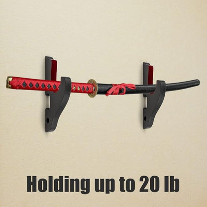 Sword Holder Wall Mount 1-Tier Velvet Padded Hook Katana Holder Adjustable Display Hanger for