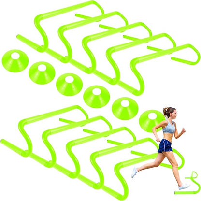 10 Pcs 6" Speed Agility Training Hurdles with 6 Marker Cone Durable Detachable Training Equipments