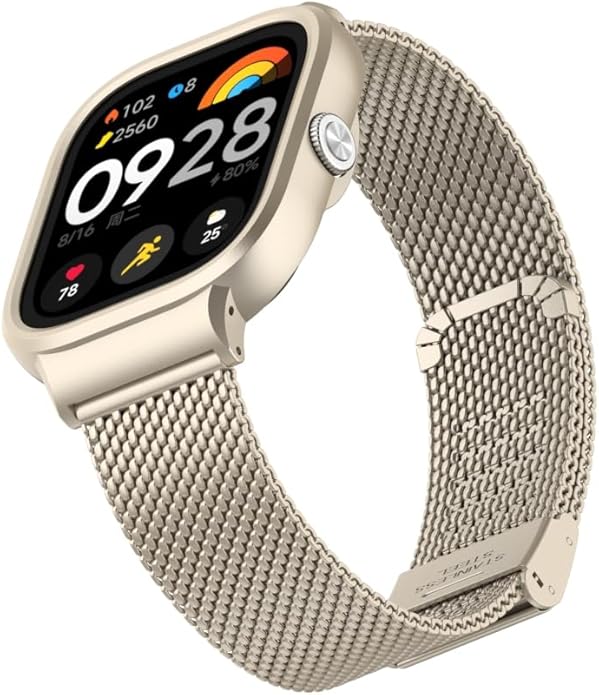 HOPMC Adjustable and Comfortable With Redmi Watch 4 Strap Metal Case 22mm Stainless Steel Mesh