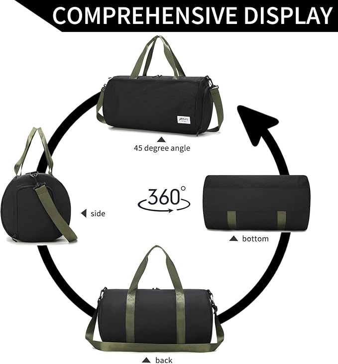 BE SMART Waterproof Mens Gym Bag with Shoe Compartment, Duffle Bags with Wet Pocket for Men