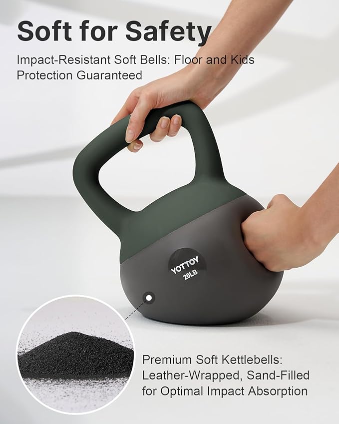 YOTTOY Soft Kettlebell, Set for Strength Training Kettlebells & Home Workouts, Soft-Sided Cushioned