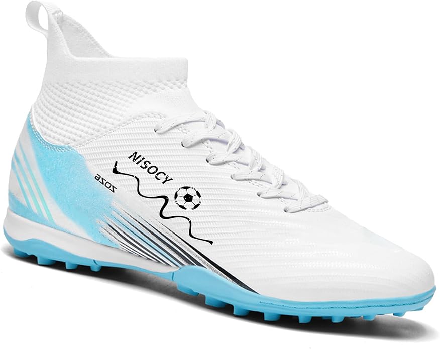 NISOCY Soccer Shoes for Mens Womens Professional Cleats High-Top Athletic Turf Football Shoe