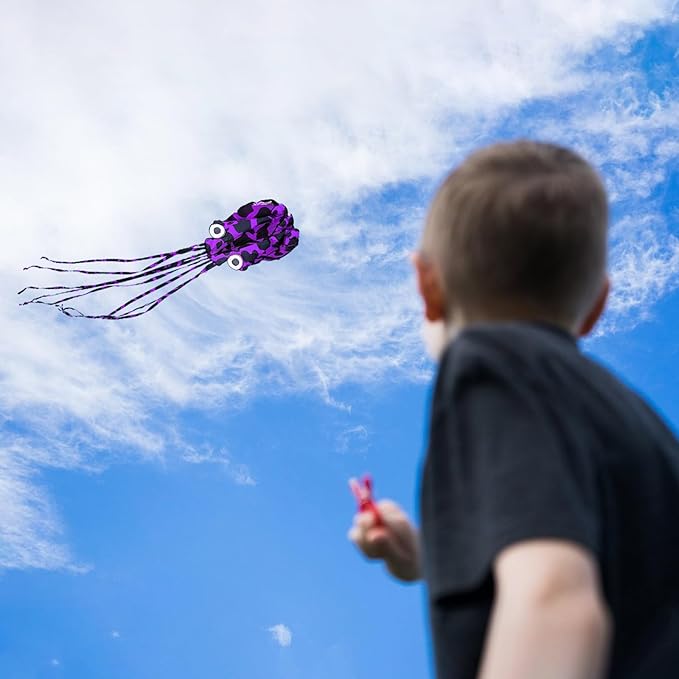 Octopus Kites for Kids & Adults Easy to Fly, 24”x 158” Large Soft Kite Kit for Boys and Girls