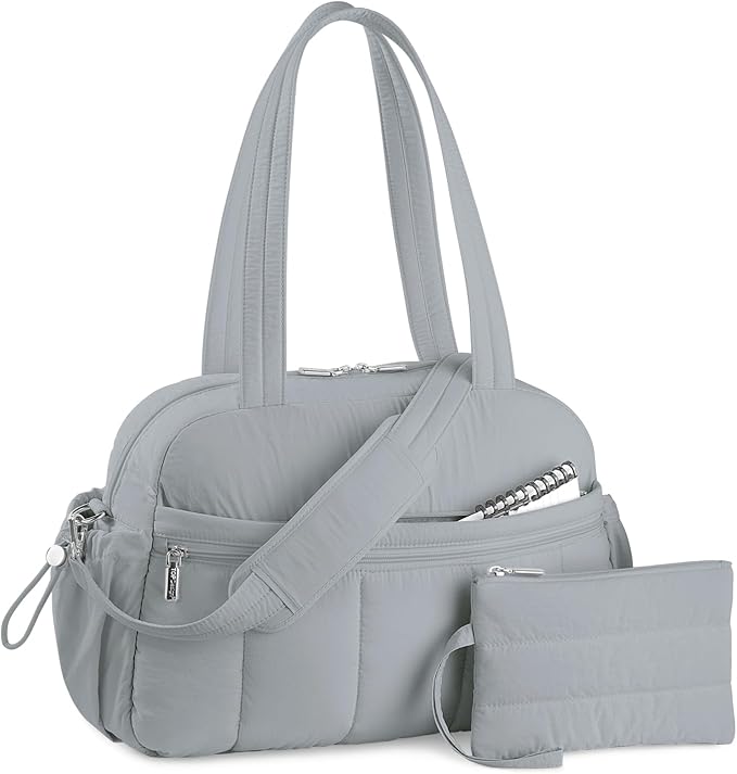 TOPDesign Travel Duffel Bag for Women, Puffer Gym Bag Sports Tote with Wet Pocket, Carry On