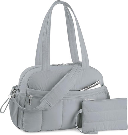 TOPDesign Travel Duffel Bag for Women, Puffer Gym Bag Sports Tote with Wet Pocket, Carry On