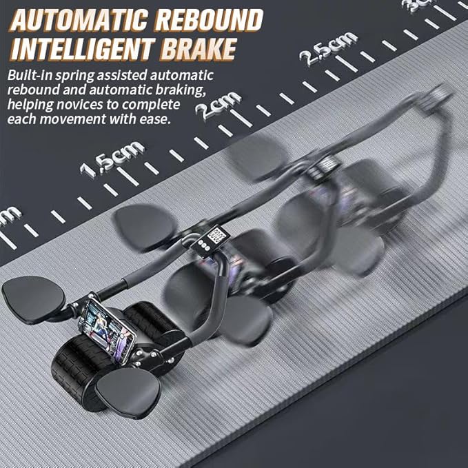 2024 New Ab Roller Wheel with Timer & Knee Mat,Automatic Rebound Abdominal Wheel with Elbow Support