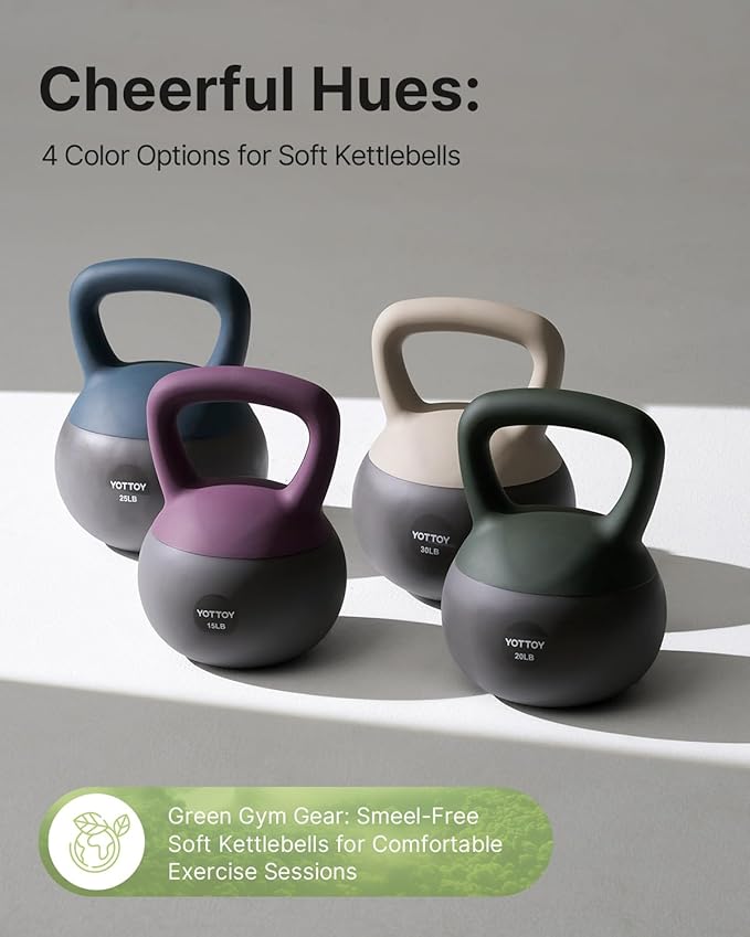 YOTTOY Soft Kettlebell, Set for Strength Training Kettlebells & Home Workouts, Soft-Sided Cushioned