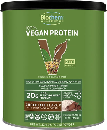 Biochem 100% Vegan Protein, Natural Amino Acids, Gluten Free, Keto, Non Whey, Pea & Hemp Protein