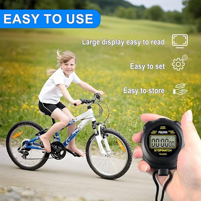 Stopwatch Timer with Countdown, Simple Operation Digital Stop Watch for Sports, Countdown-Alarm