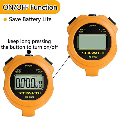 Stopwatch Timer Only Stopwatch Mode, ON/Off Silent Simple Operation, Without Clock Date Countdown