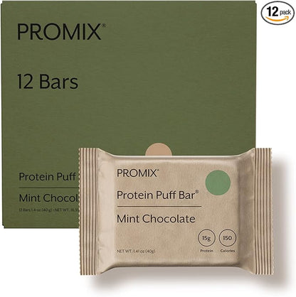 ProMix Nutrition Protein Puff Bars - Mint Chocolate- Marshmallow Crispy Treat - Great Tasting &