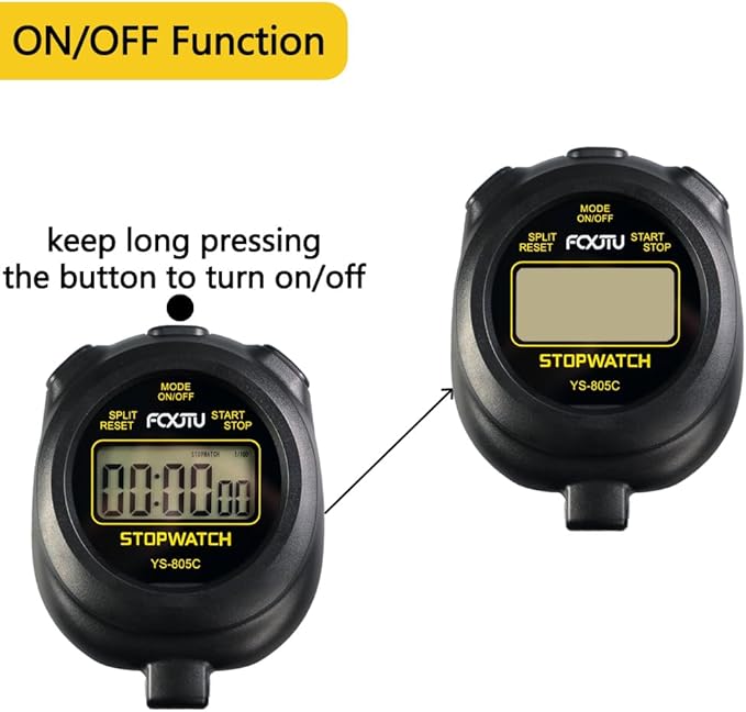 FCXJTU Simple Stopwatch Timer, Single Lap Stopwatch Countdown Timer, No Hourly Beep, On/Off, AAA