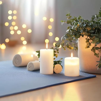 6 Packs Dripless White Pillar Candles, Unscented 2.75x4 Inch Cylinder Wax Candles for Home Table