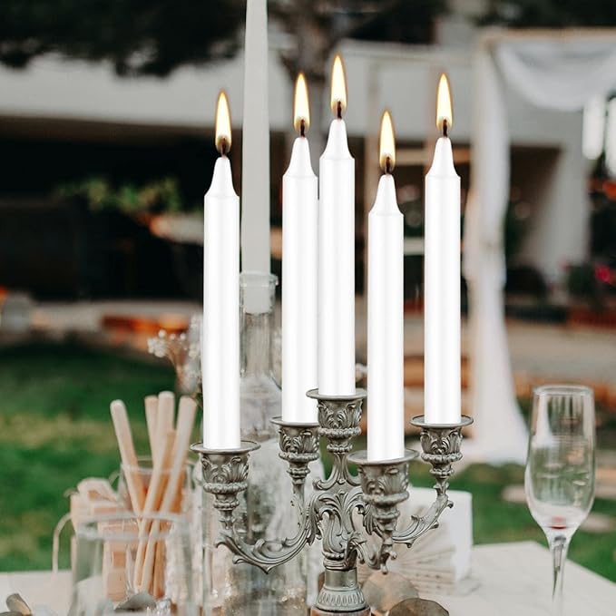 Set of 40 White Candles Mini Unscented Taper Candles for Christmas,Household, Wedding, Rituals