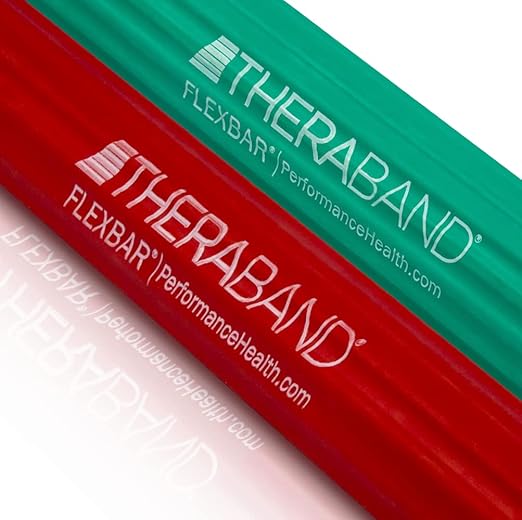 THERABAND FlexBar, 2 Pack, Red, Green, Therapy Twist Bar, Hand & Wrist Strength, Tennis & Golfer's