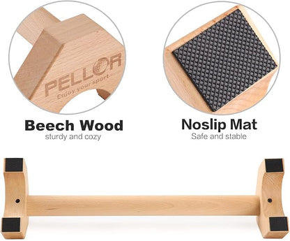Pushup Stands - Wooden Push Up Bars Gym Gear Equipment with Anti-Slid Mat Workout Solid Exercise