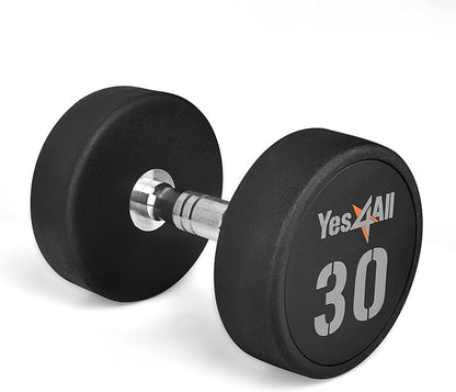 Yes4All Urethane Dumbbell with Anti-Slip Knurled Handle 5-50 LB for Muscle Building - Sold