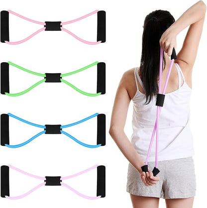 Figure 8 Shaped Resistance Bands -4-Pack Workout Bands with Handles Figure, 8 Exercise Bands for