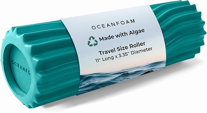 Oceanfoam Ripple Travel Foam Roller (11" x 3.35") Firm Mini Foam Roller for Physical Therapy, Deep