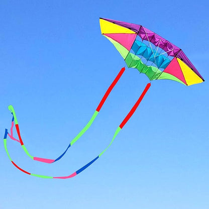 Beach Kites for Adults Large with Long Tail, 98 inches Super Easy Flyer 3D Rainbow Box Kites, Comes