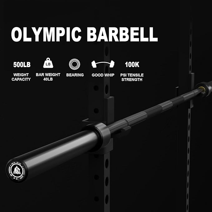 LIONSCOOL 7FT Olympic Barbell for Weightlifting, Power Lifting, 2 Inch Strength Training Bar for
