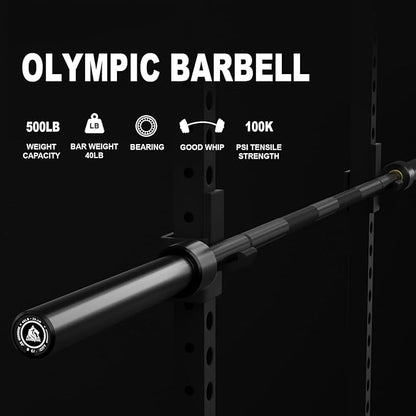 LIONSCOOL 7FT Olympic Barbell for Weightlifting, Power Lifting, 2 Inch Strength Training Bar for