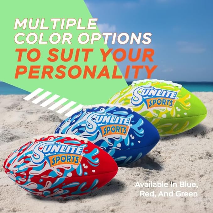 Sunlite Sports Waterproof Football for Lawn Backyard Pool Beach Lake Park Water Toy, Outdoor Play