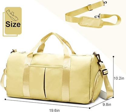 ZGWJ Sports Gym Bag with Wet Pocket & Shoes Compartment, Waterproof Shoulder Weekender Bag for