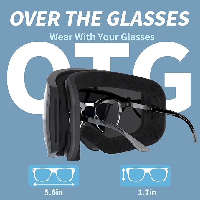Ski Goggles for Men Women Adult & Youth, OTG Snowboard Goggles Anti Fog, Snow Goggles UV Protection