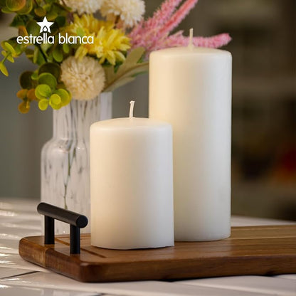 Unscented White Pillar Candle Bulk 3x6, 6 Pack, Long Lasting 70 Hour Burn, Wax Pillar Candles for