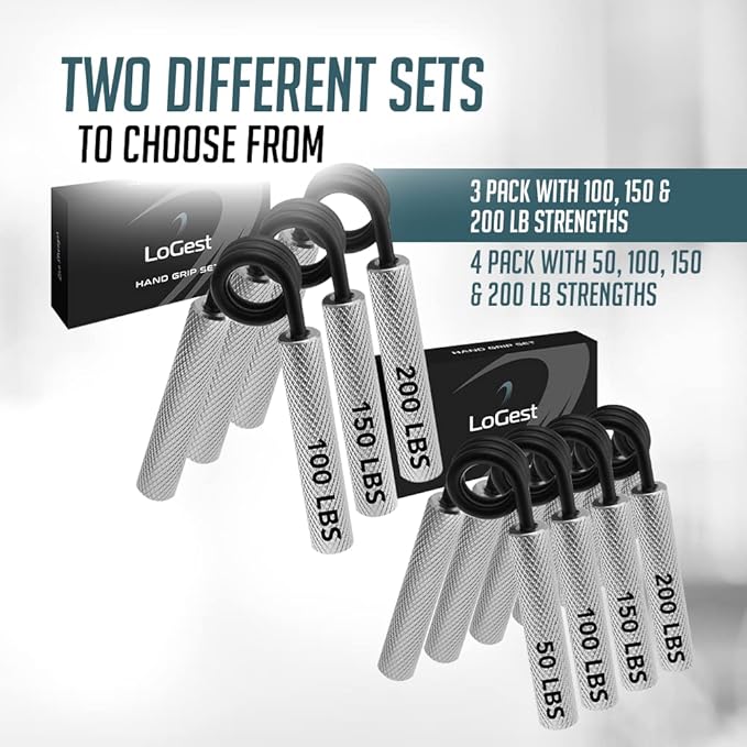 Logest Metal Hand Grip Set, 100LB-200LB 3 Pack 50LB-200LB 4 Pack No Slip Heavy-Duty Grip